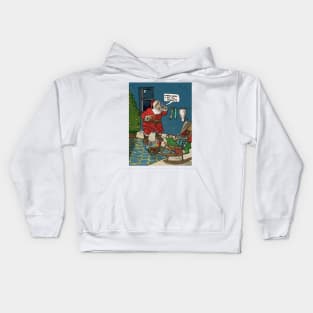 Funny Retro Santa Claus' Visit At Christmas Eve Kids Hoodie